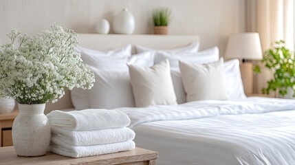 Making a Crisp White Bed with Fresh Flowers