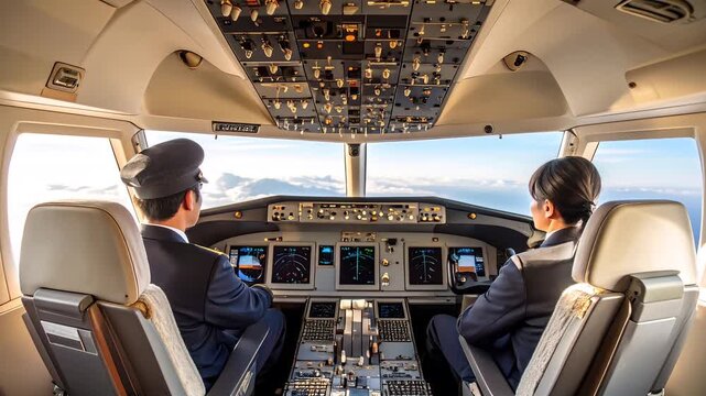 旅客機の操縦席
