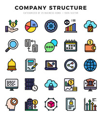 Company Structure icons set. Collection of simple Lineal Color web icons.
