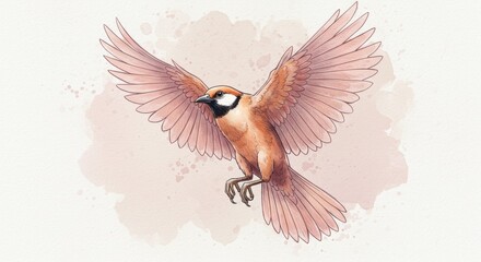 Obraz premium Bird in Flight Watercolor Style Illustration of a Flying Bird