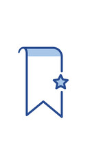 Blue Line Art Bookmark Icon with Star, Favorited Item Symbol