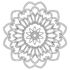 Clean outline drawing of a floral mandala