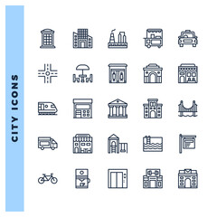 25 City Lineal icon pack. vector illustration.