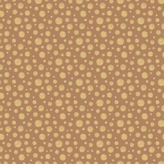 Gold Polka Dot Seamless Pattern on Warm Brown Background