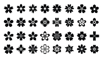 Comprehensive collection of decorative flower vectors, ideal for spring themes, logo design