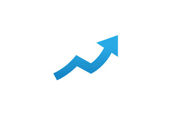 Dynamic blue arrow indicating growth and success on a black background