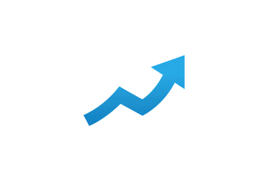 Dynamic blue arrow indicating growth and success on a black background