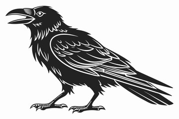 Obraz premium Illustration of a black raven isolated on white background