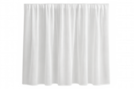 Realistic flowing white curtain isolated on transparent background, perfect for interior design or window decoration