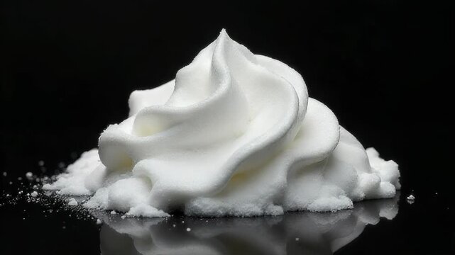 A stack of creamy whipped topping sits on a flat surface, perfect for topping desserts or drinks