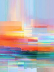Abstract Horizon: A digitally crafted artistic representation of a vibrant horizon, the artwork conveys feelings of tranquility and hope with its radiant pastel color palette.