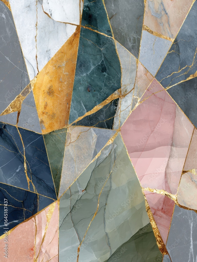 Poster geometric marble masterpiece: a stunning abstract composition features an array of meticulously arra