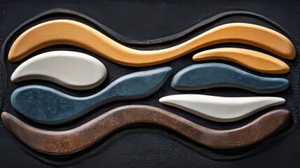 Obraz premium Tranquil Zen Garden with Colorful Stones and Raked Sand for Spiritual Wellness and Relaxation