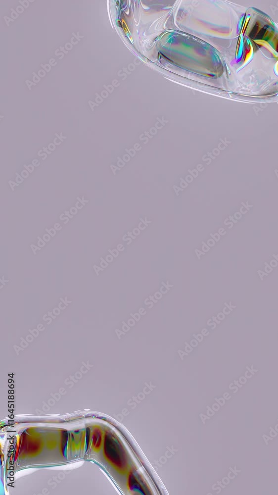 Poster transparent multicolored liquid waving surface, ripples with iridescent effect. abstract reflection 