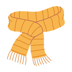 A yellow scarf with orange stripes
