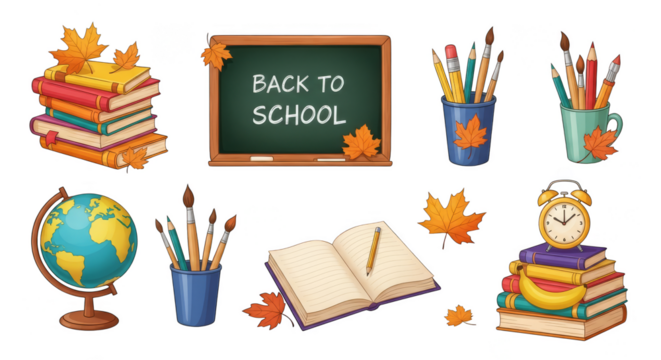 Back To School Colorful Illustration
