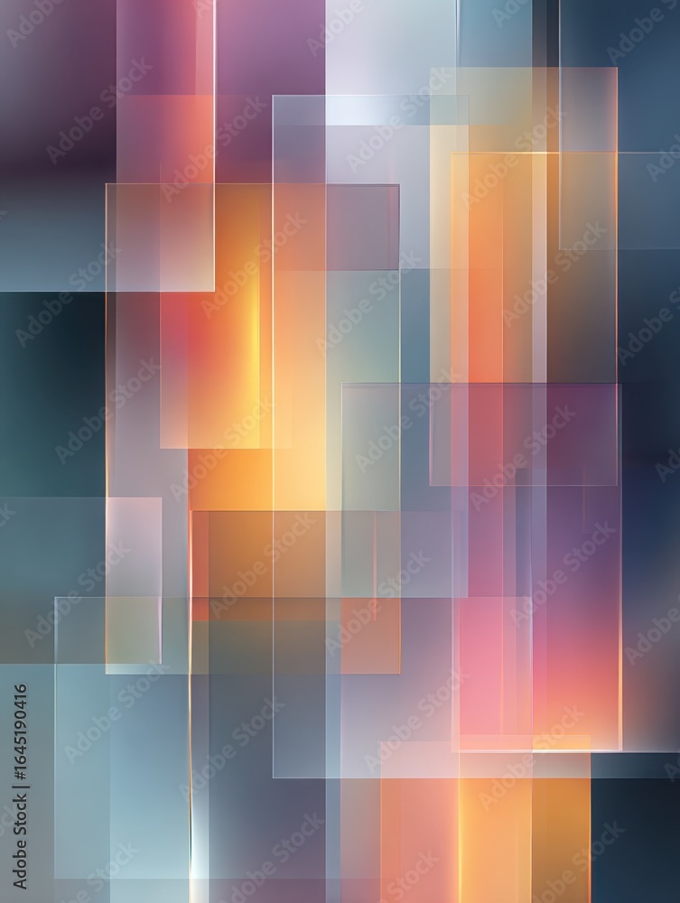 Poster abstract geometric shapes: a captivating visual featuring overlapping translucent squares in vibrant