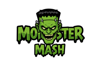 Cartoon Frankenstein's Monster with Monster Mash Text
