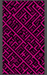 Vibrant Pink Neon Geometric Maze Pattern on Black Background