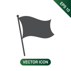 Flag Icon Waving Silhouette on a Pole