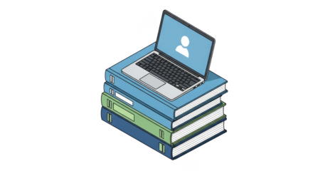 Laptop On Books Online Education Concept
