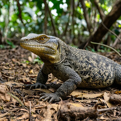 Fototapeta premium monitor lizard in the forest closeup