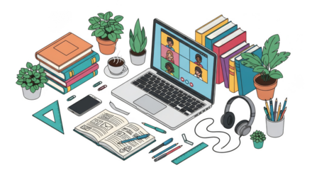 Online Class Video Conference Illustration