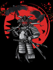 Vector silhuette of samurai warrior