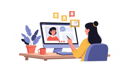 Online Education Student In Virtual Class