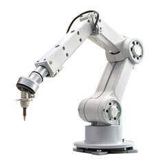 Industrial robotic arm isolated on transparent background