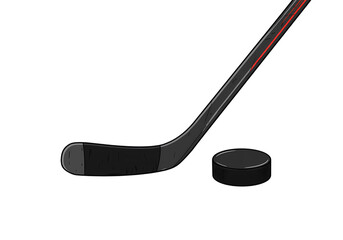 Hockey Stick and Puck A CloseUp on transparent background