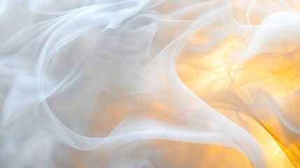 Obraz premium Abstract swirls of light gray and pale yellow smoke