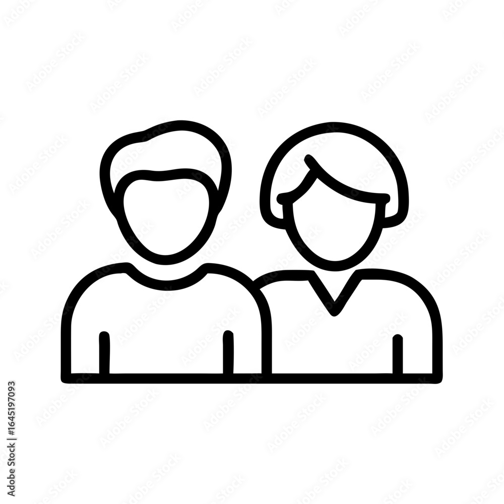 Poster two people standing side by side in a minimal outline style