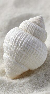 Close-up of a white seashell on sand