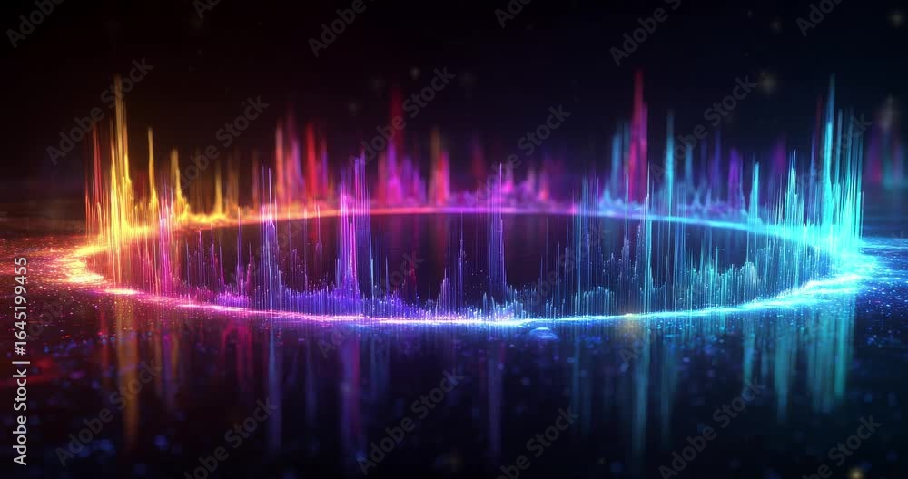 Poster abstract futuristic background. futuristic technology. digital sound waves and data visualizations. 