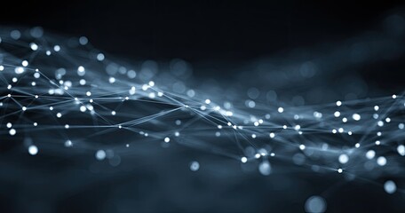 Abstract network of interconnected points and lines.  A complex digital weave