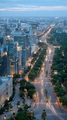 Naklejka premium Aerial Night View of Illuminated City Highway