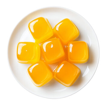 Fresh mango jelly Top view isolated on transparent background.
