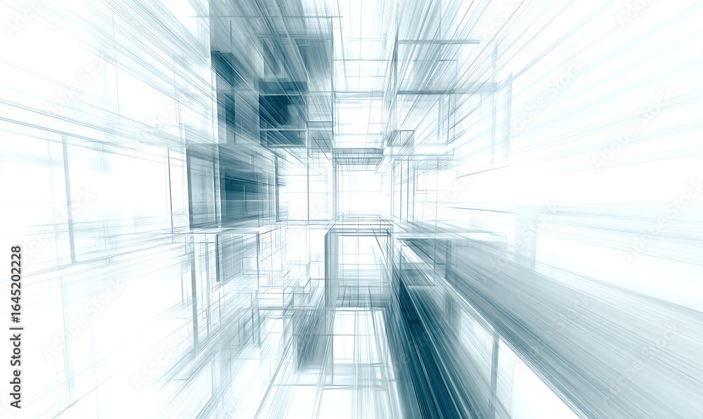 Poster abstract architectural blueprint wireframe perspective view