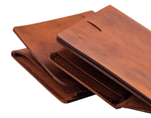 Untitled design - Firefly_An unbranded plain brown natural leather men's wallet mockup on an isolated background