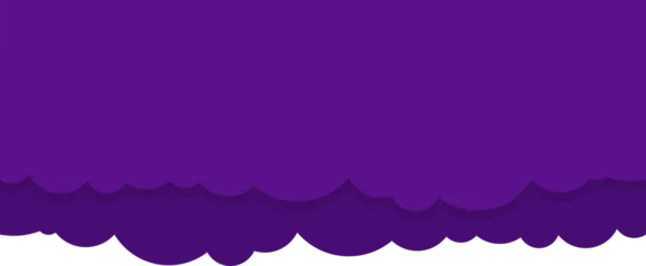 Selbstklebende Fototapeten Violett A simple graphic illustration of layered purple clouds with a bold black outline.  © MasloDesign