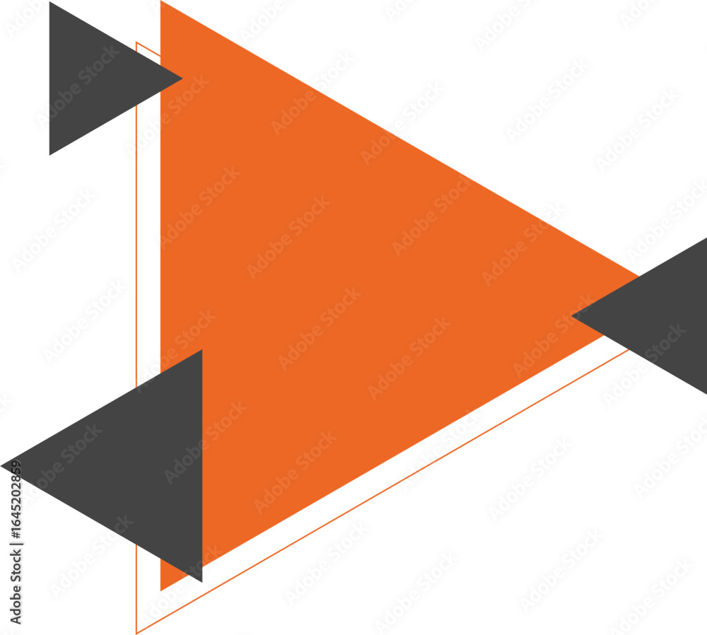 Aufkleber abstract geometric composition with a large orange triangle and three smaller grey triangles.