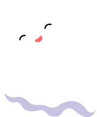 Cute cartoon ghost with happy smiling face and wavy bottom.