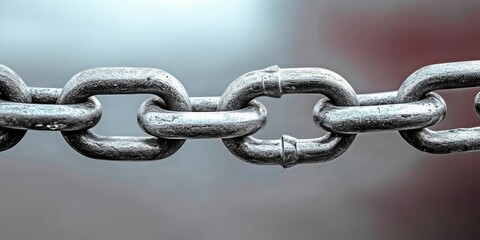 Fototapeta premium Durable Interconnectedness of Shiny Silver Steel Rings and Strong Metal Chains Symbolizing Unity