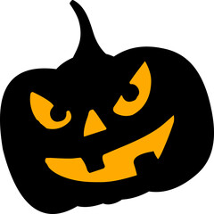 Spooky Black Halloween JackoLantern with Glowing Orange Face.