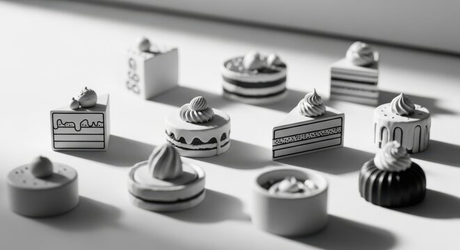 Monochromatic Cake Miniature Still Life Photography
