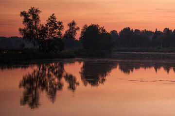 picturesque sunset over the lake