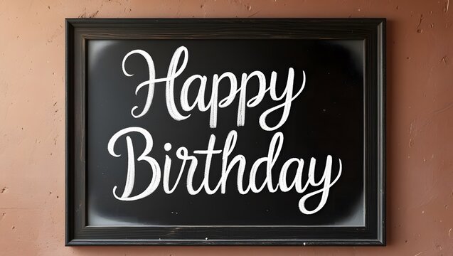A heartfelt message of joy and celebration, beautifully inscribed on a classic blackboard, perfect for conveying warm birthday wishes and creating a festive atmosphere for memorable occasions.