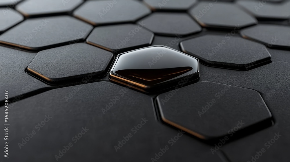 Poster sophisticated matte polygon arrangement with a single glossy highlight on dark abstract background