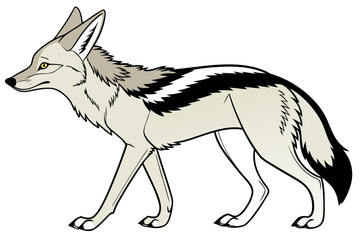 Elegant jackal illustration in side view isolated on white background